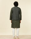 alt message - Manyavar Men Dark Green Victorian Patterned Nehru Jacket image number 3